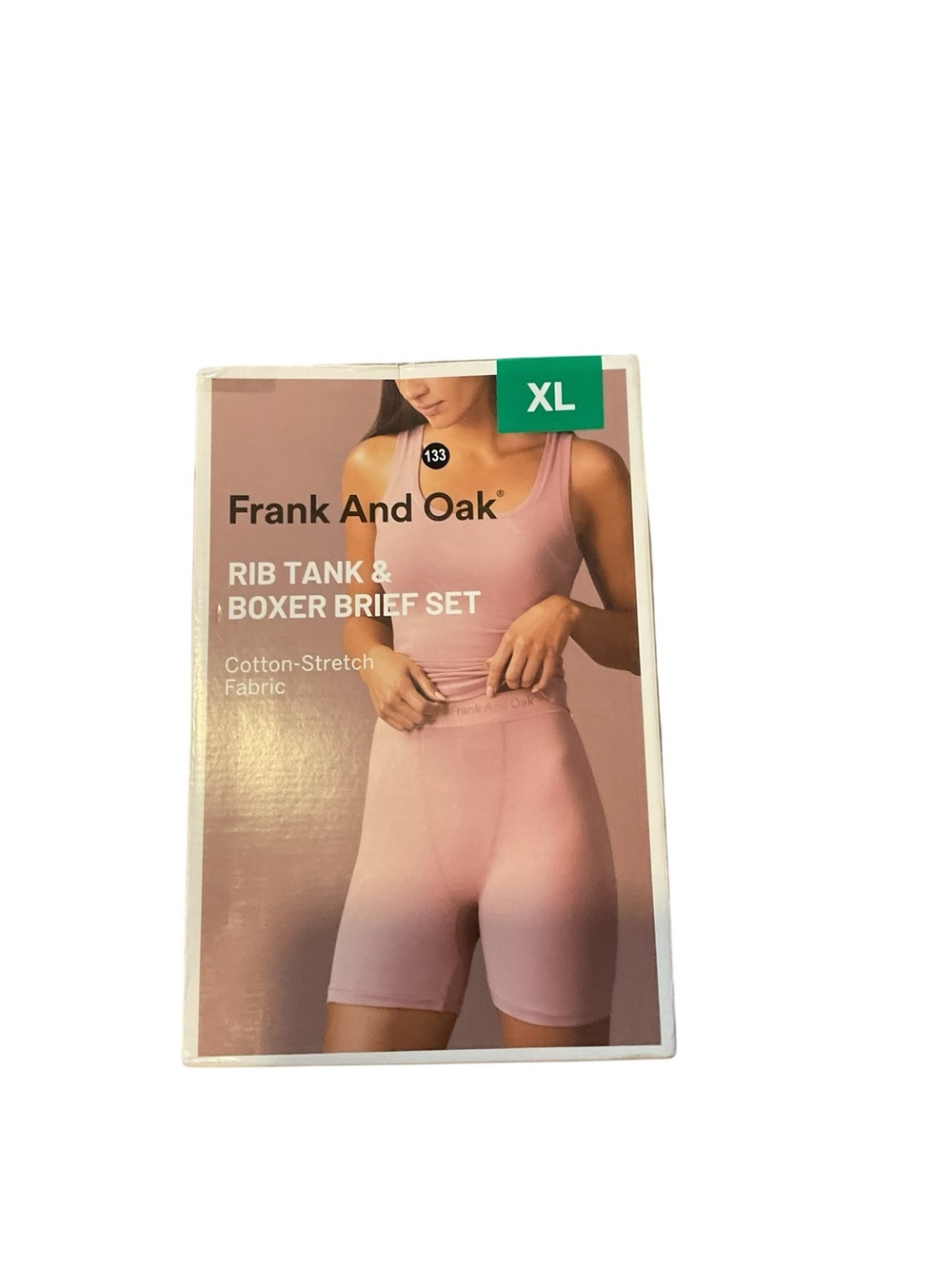 Frank And Oak Womens Rib Tank and Boxer Brief Set Black XL Cotton Stretch 2 PC